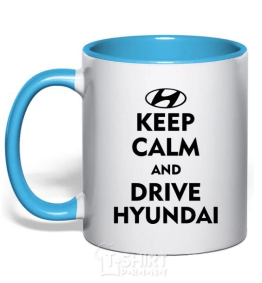 Mug with a colored handle Drive Hyundai sky-blue фото