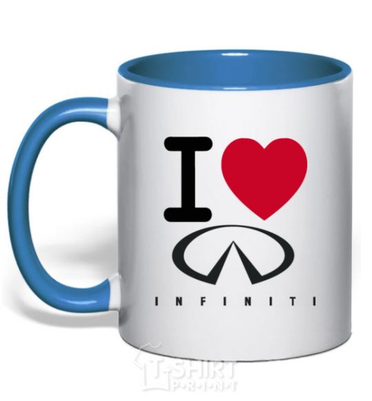 Mug with a colored handle I Love Infiniti royal-blue фото