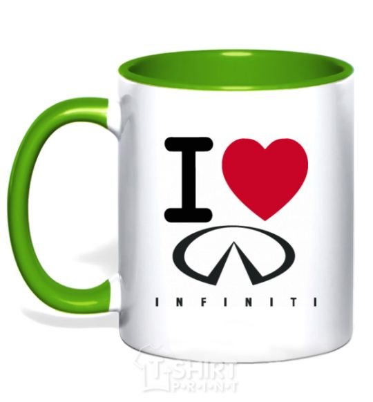 Mug with a colored handle I Love Infiniti kelly-green фото