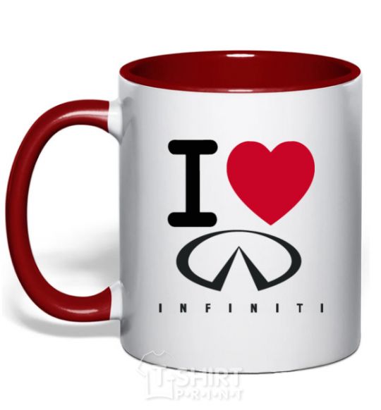 Mug with a colored handle I Love Infiniti red фото