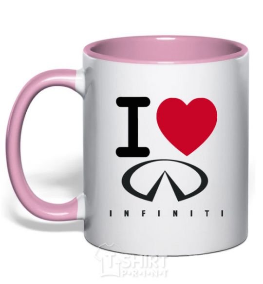 Mug with a colored handle I Love Infiniti light-pink фото