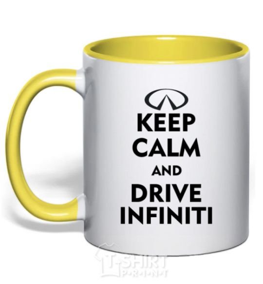 Mug with a colored handle Drive Infiniti yellow фото