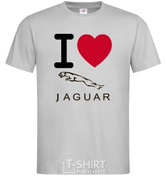 Мужская футболка I Love Jaguar Серый фото