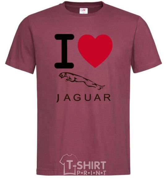 Мужская футболка I Love Jaguar Бордовый фото