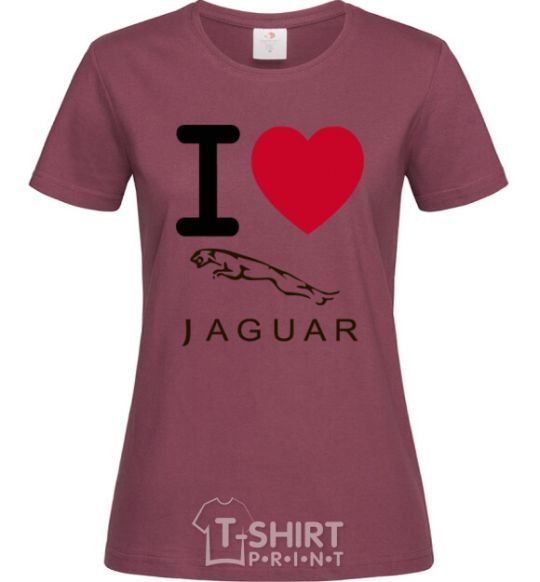 Женская футболка I Love Jaguar Бордовый фото