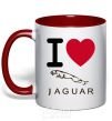 Mug with a colored handle I Love Jaguar red фото