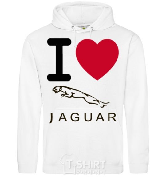 Мужская толстовка (худи) I Love Jaguar Белый фото