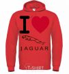 Мужская толстовка (худи) I Love Jaguar Ярко-красный фото