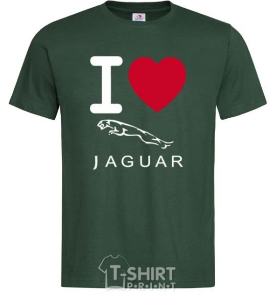 Мужская футболка I Love Jaguar Темно-зеленый фото