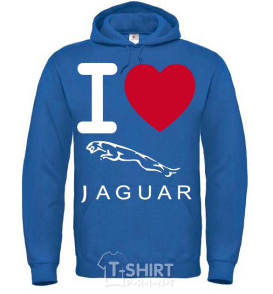 Мужская толстовка (худи) I Love Jaguar Сине-зеленый фото