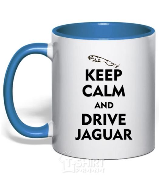 Mug with a colored handle Drive Jaguar royal-blue фото