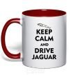 Mug with a colored handle Drive Jaguar red фото