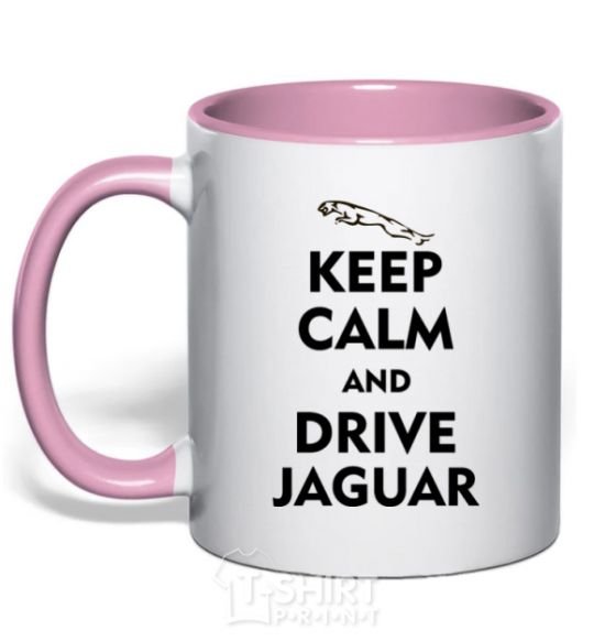 Mug with a colored handle Drive Jaguar light-pink фото