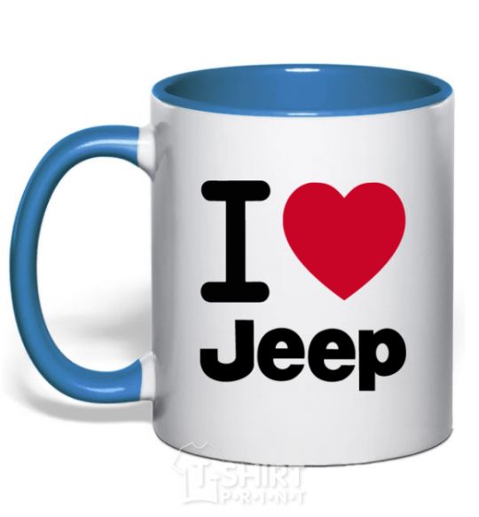 Mug with a colored handle I Love Jeep royal-blue фото