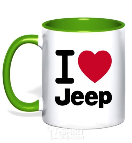 Чашка с цветной ручкой I Love Jeep Зеленый фото