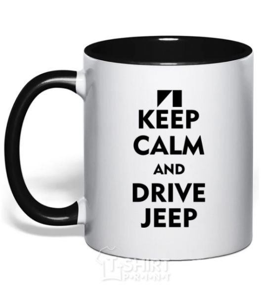 Mug with a colored handle Drive Jeep black фото