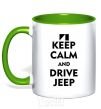 Mug with a colored handle Drive Jeep kelly-green фото