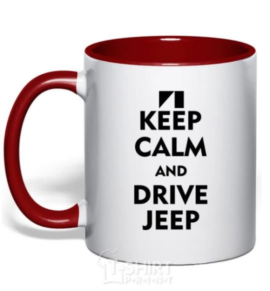 Mug with a colored handle Drive Jeep red фото