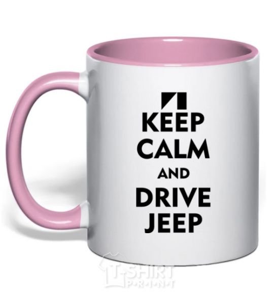 Mug with a colored handle Drive Jeep light-pink фото