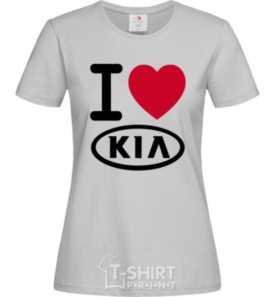 Women's T-shirt I Love Kia grey фото