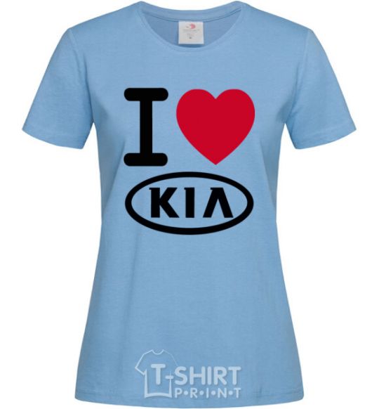 Женская футболка I Love Kia Голубой фото