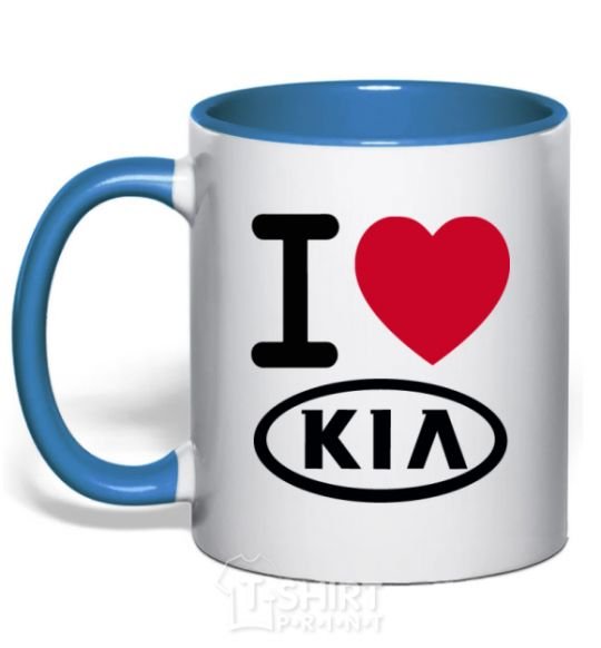 Mug with a colored handle I Love Kia royal-blue фото