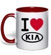 Mug with a colored handle I Love Kia red фото