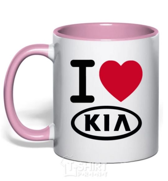Mug with a colored handle I Love Kia light-pink фото