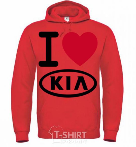 Men`s hoodie I Love Kia bright-red фото