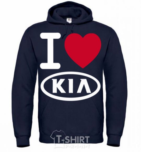 Men`s hoodie I Love Kia navy-blue фото