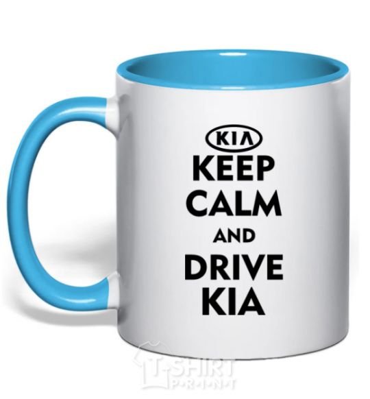 Mug with a colored handle Drive Kia sky-blue фото