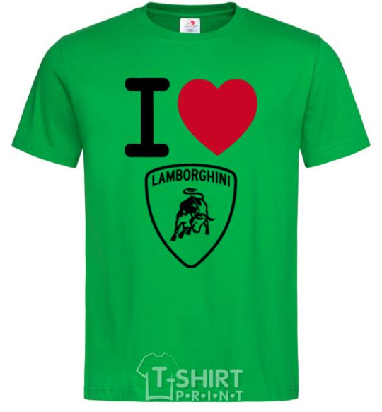 Мужская футболка I Love Lamborghini Зеленый фото