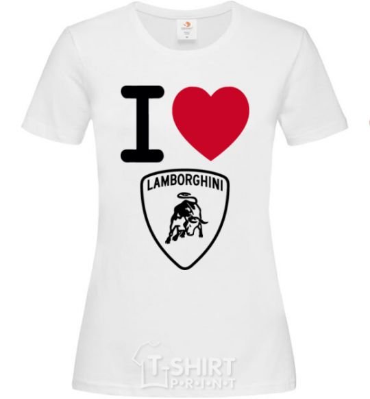 Женская футболка I Love Lamborghini Белый фото