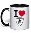 Mug with a colored handle I Love Lamborghini black фото