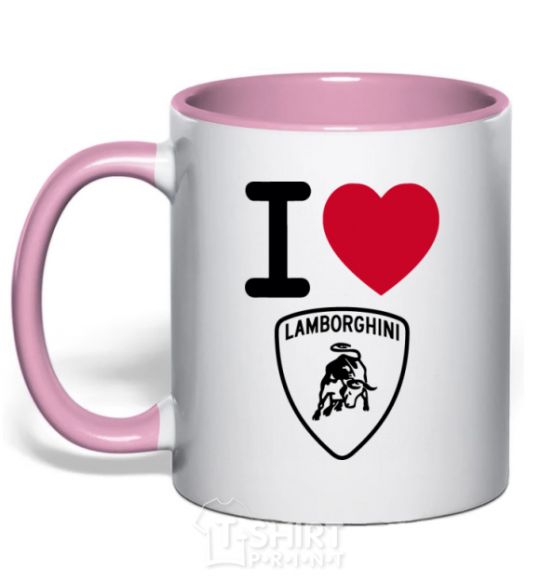 Чашка с цветной ручкой I Love Lamborghini Нежно розовый фото