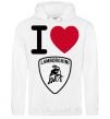 Men`s hoodie I Love Lamborghini White фото