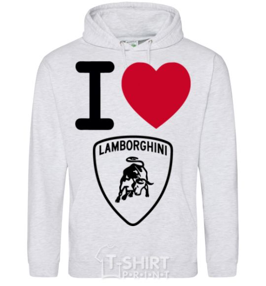 Men`s hoodie I Love Lamborghini sport-grey фото