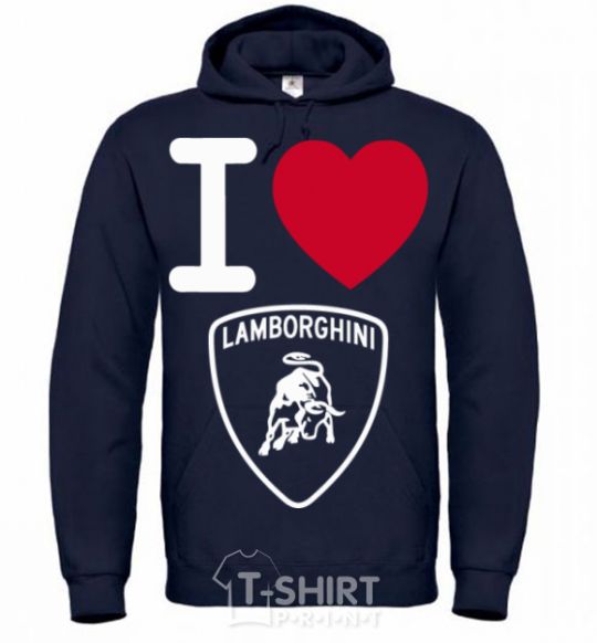 Men`s hoodie I Love Lamborghini navy-blue фото