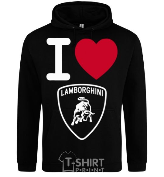 Men`s hoodie I Love Lamborghini black фото