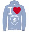 Men`s hoodie I Love Lamborghini sky-blue фото
