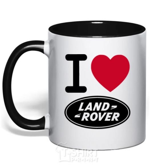 Mug with a colored handle I Love Land Rover black фото
