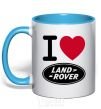 Чашка с цветной ручкой I Love Land Rover Голубой фото