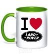 Mug with a colored handle I Love Land Rover kelly-green фото