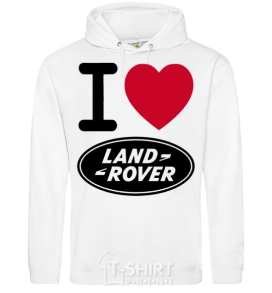 Мужская толстовка (худи) I Love Land Rover Белый фото