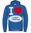 Мужская толстовка (худи) I Love Land Rover Сине-зеленый фото