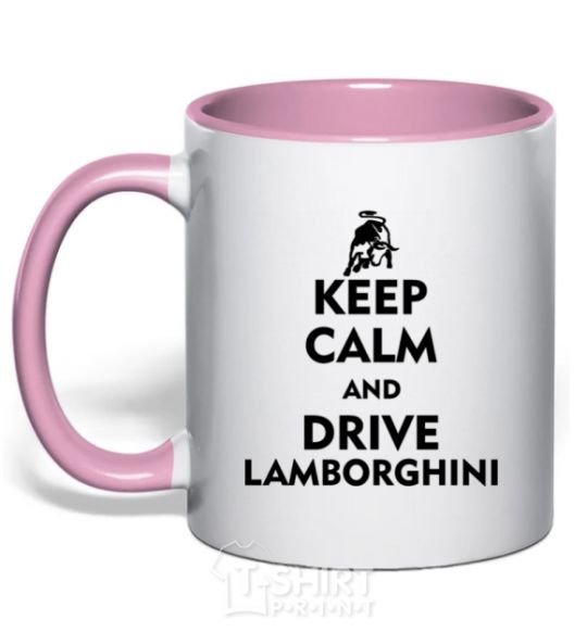 Mug with a colored handle Drive Lamborghini light-pink фото