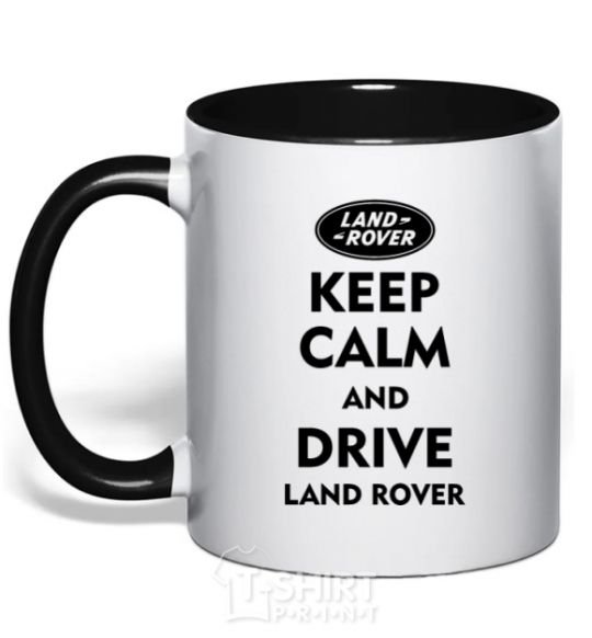 Mug with a colored handle Drive Land Rover black фото