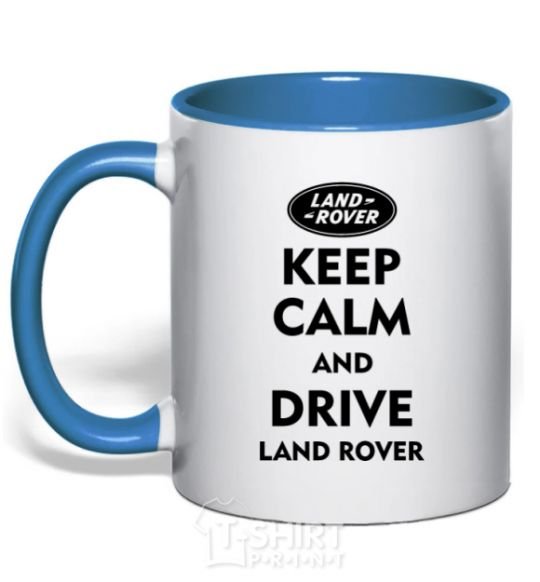 Mug with a colored handle Drive Land Rover royal-blue фото