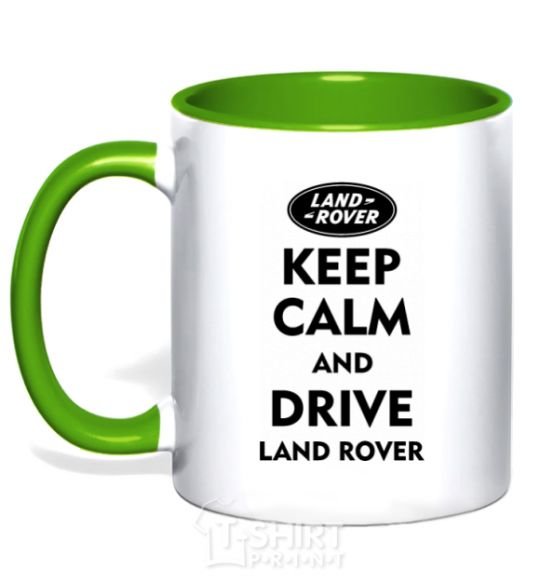 Mug with a colored handle Drive Land Rover kelly-green фото