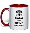 Mug with a colored handle Drive Land Rover red фото